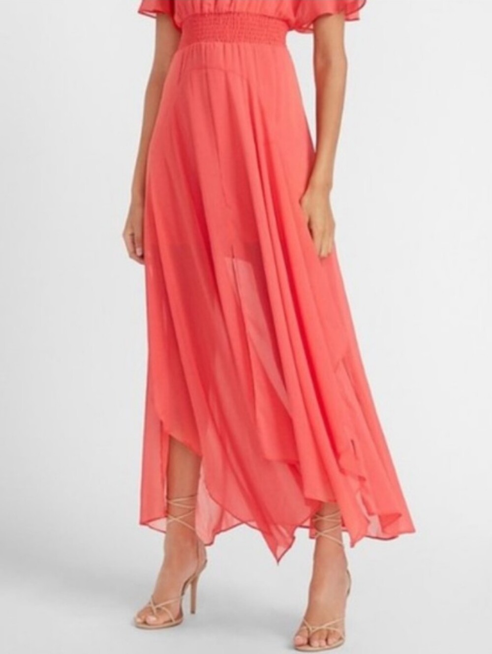 Express Smocked Waist Flutter Sleeve Maxi Dress NWT - Picture 2 of 2